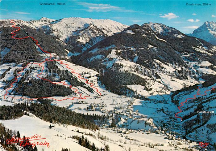 Wagrain  Salzburg AT Panorama mit Griesskareck und Ennskraxen Hallstein Lift