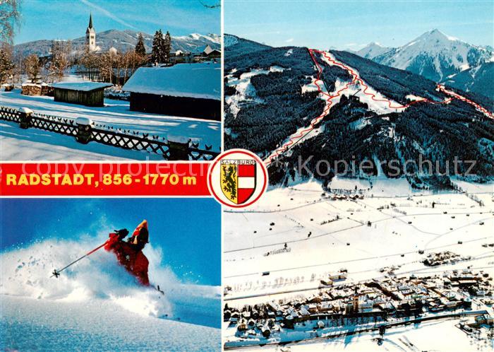 Radstadt AT Ortsansicht Tiefschneefahren Fliegeraufnahme