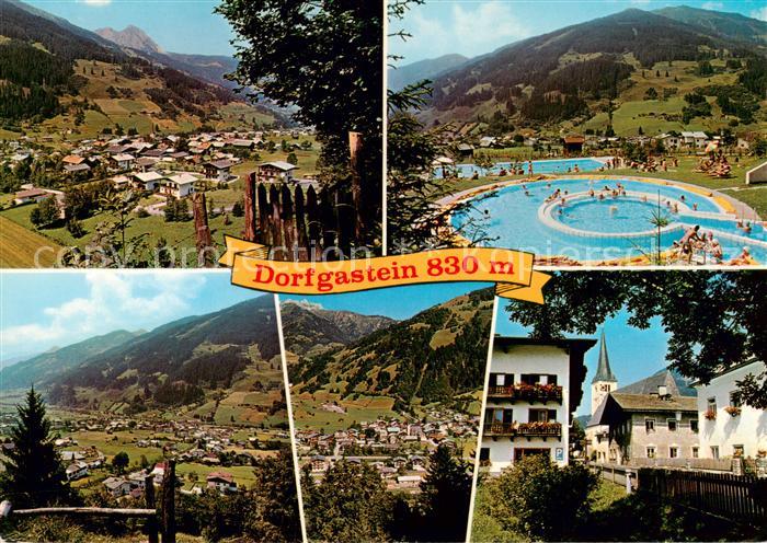 Dorfgastein AT mit Baernkogel Solarbad mit Schuhflicker Zentrum mit Pfarrkirche