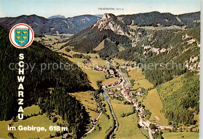 Schwarzau Gebirge Niederoesterreich AT Panorama mit Blick zum Falkenstein