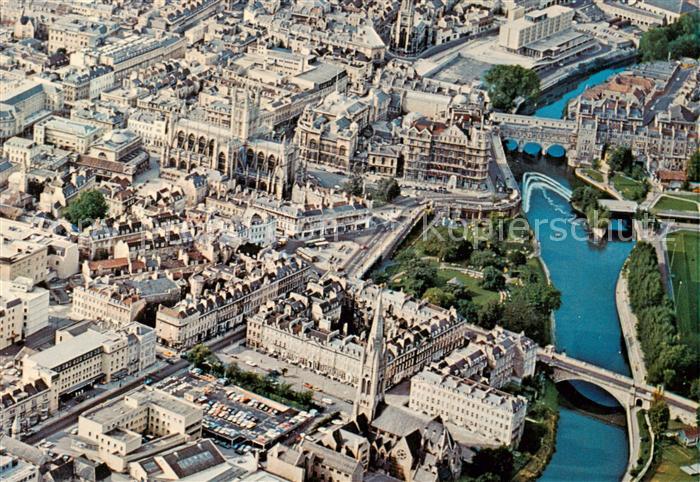 Bath  UK Aerial view of the city with River Avon
