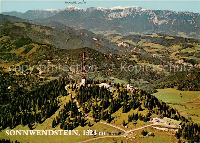 Sonnwendstein 1523m AT Fliegeraufnahme mit Gedenkkapelle und Fernsehsender Raxal