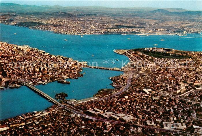 Istanbul Constantinopel TK Golden Horn the bridge and Bosphorus Fliegeraufnahme
