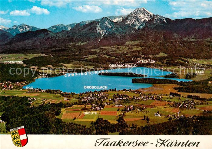 Faakersee Kaernten AT Panorama Blick gegen Mittagskogel Karawanken