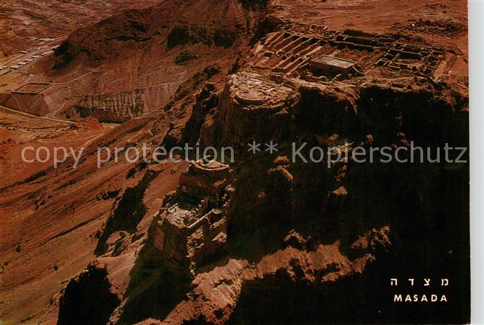 Masada Israel Ruins of fortresse at the Dead Sea aerial view