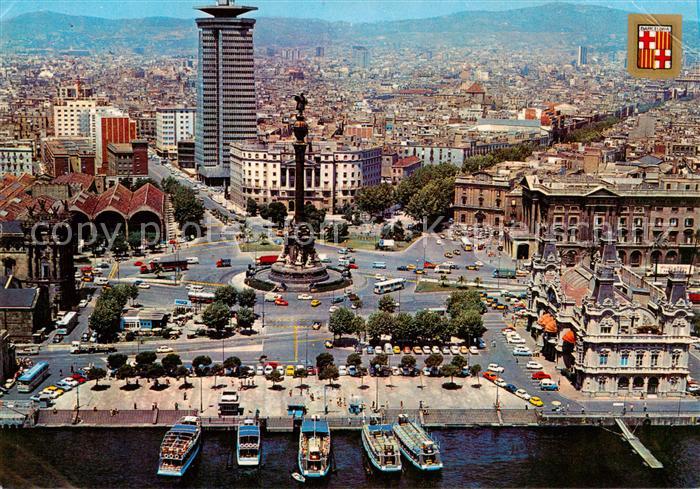 Barcelona Cataluna Colón y puerto vista aérea