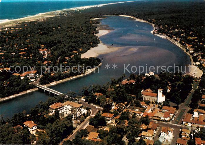 Hossegor Soorts Landes Partie de la ville avec le lac et l océan vue aérienne