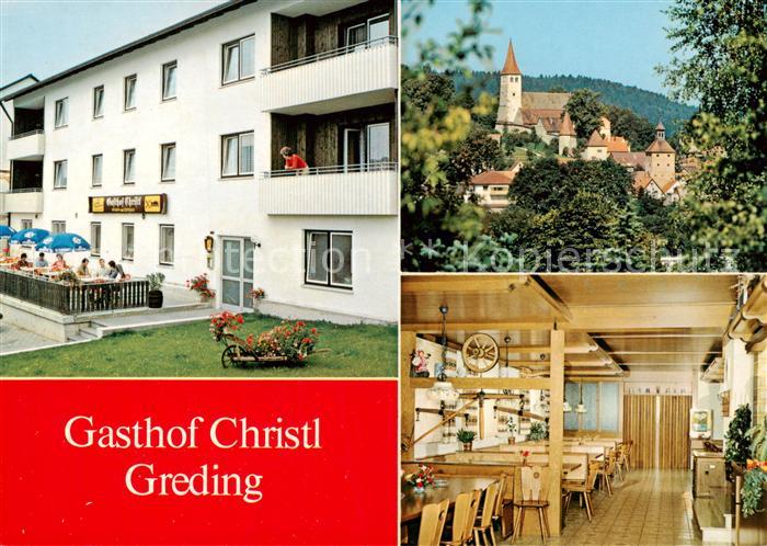 Greding Gasthof Christl Pension Haas Motiv mit Kirche