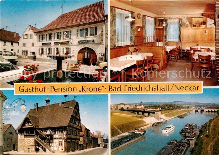 Bad Friedrichshall Gasthof Pension Krone Gastraum Neckar Binnenschifffahrt Luftb