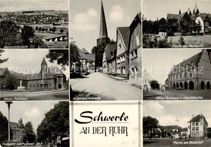 Schwerte Gesamtansicht Rathaus Koetterbachstrasse Kirche Neumarkt Bahnhof Postpl