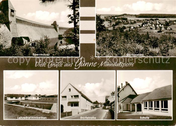 Guenne Sperrmauer Moehntalsperre Panorama Lehrschwimmbecken Dorfstrasse Schule