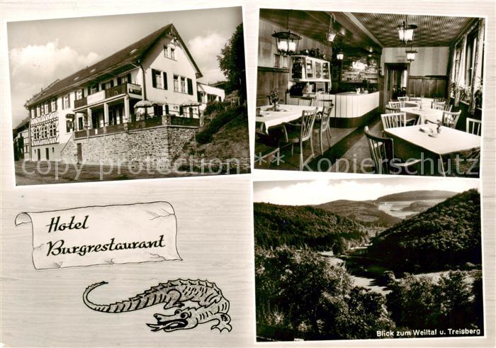 Altweilnau Hotel Burgrestaurant Gastraum Panorama Blick zum Weiltal und Treisber