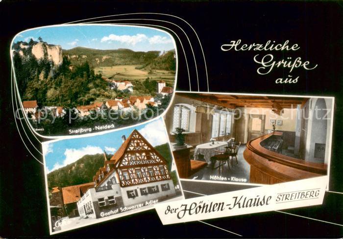 Streitberg Oberfranken Gasthof Schwarzer Adler Hoehlen-Klause Panorama Neideck F