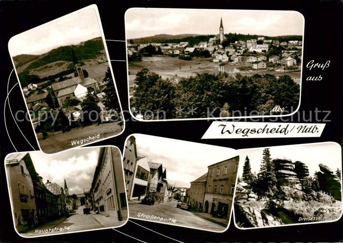 Wegscheid Niederbayern Panorama Kirche Strassenpartien Dreisessel Felsformatione