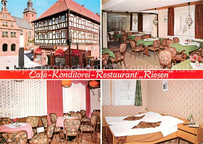 Buchen  Odenwald Cafe Konditorei Restaurant Riesen Gastraum Fremdenzimmer Altsta