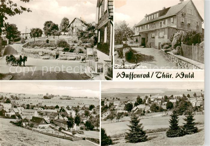 Waffenrod-Hinterrod Cafe Bergfrieden Panorama Pferdekutsche