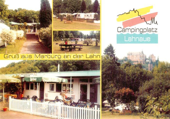 Marburg Lahn Campingplatz Lahnaue Blick zum Schloss