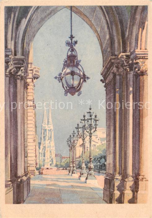 Wien AT Blick auf die Votivkirche Aquarell