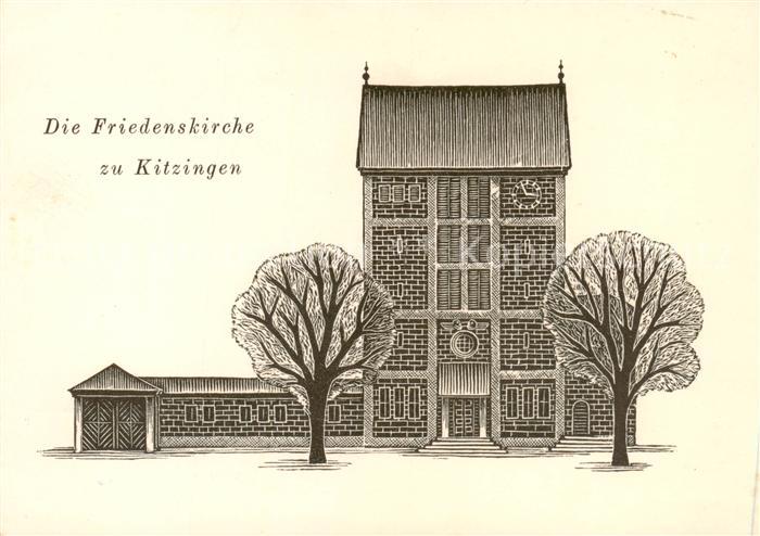 Kitzingen Main Die Friedenskirche Original Holzschnitt