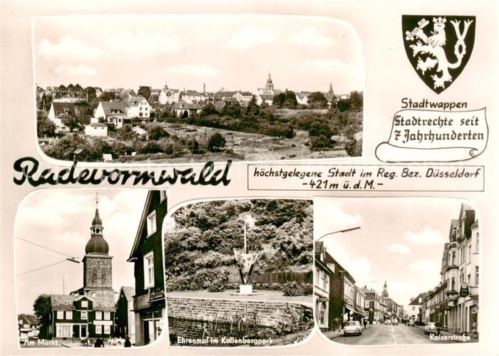 Radevormwald Panorama Markt Ehrenmal im Kollenbergpark Kaiserstrasse