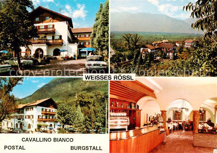 Burgstall Merano Meran IT Gasthof Weisses Roessl mit Neubau Gastraum Theke Panor