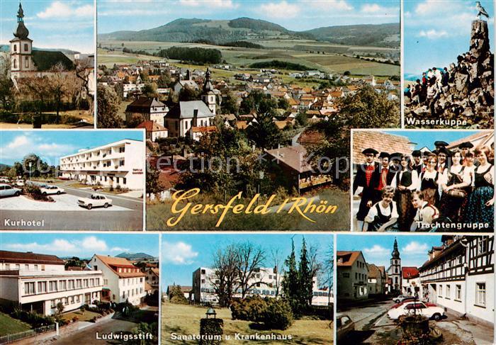 Gersfeld Rhoen Kirche Kurhotel Fliegeraufnahme Wasserkuppe Trachtengruppe LUdwig