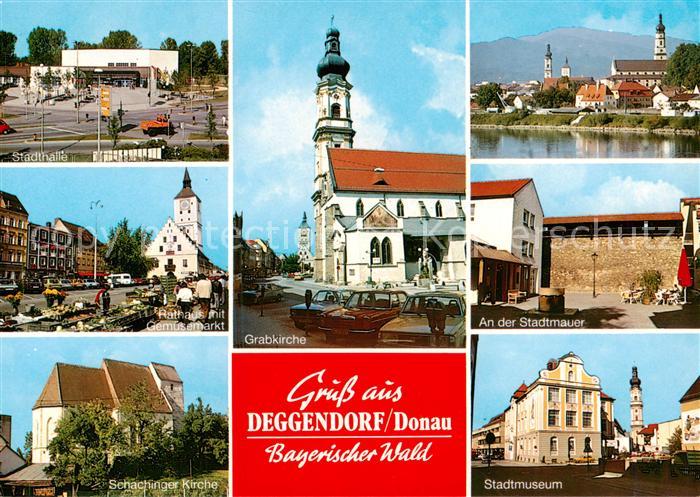 Deggendorf Donau Stadthalle Rathaus Gemuesemarkt Grabkirche Stadtmauer Schaching