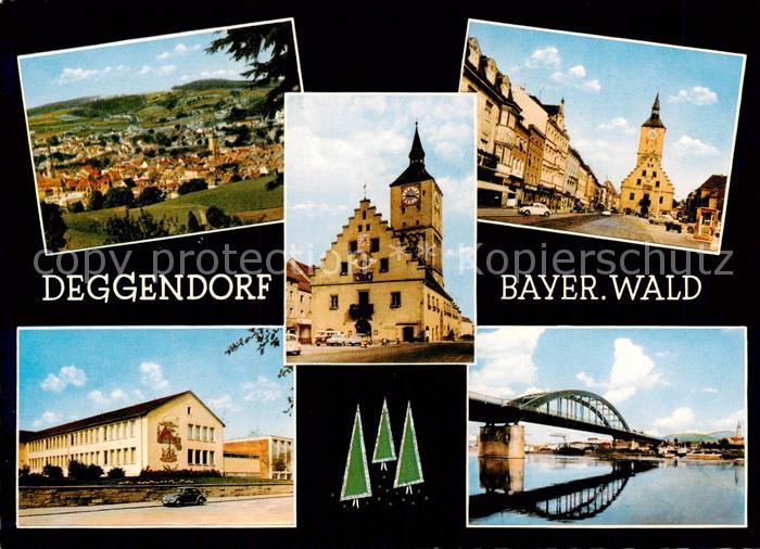 Deggendorf Donau Panorama Rathaus Schule Donaupartie