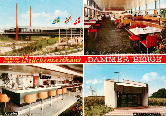 Holdorf Niedersachsen BAB Brueckenrasthaus Dammer Berge Speisesaal Autobahnkirch