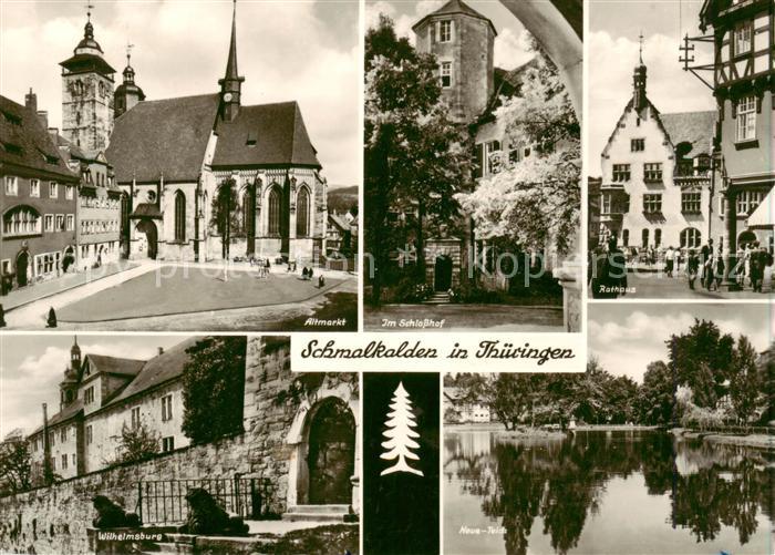 Schmalkalden Thueringen Altmarkt Im Schlosshof Rathaus Wilhelmsburg Teich