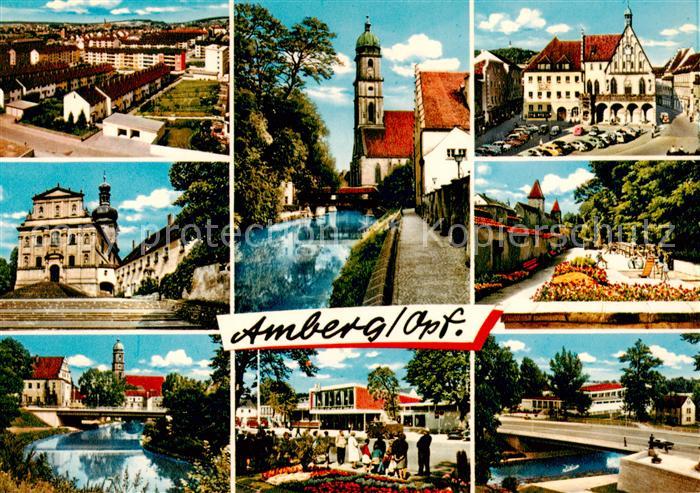 Amberg Oberpfalz Orts und Teilansichten Kirche Rathaus Park Bruecke