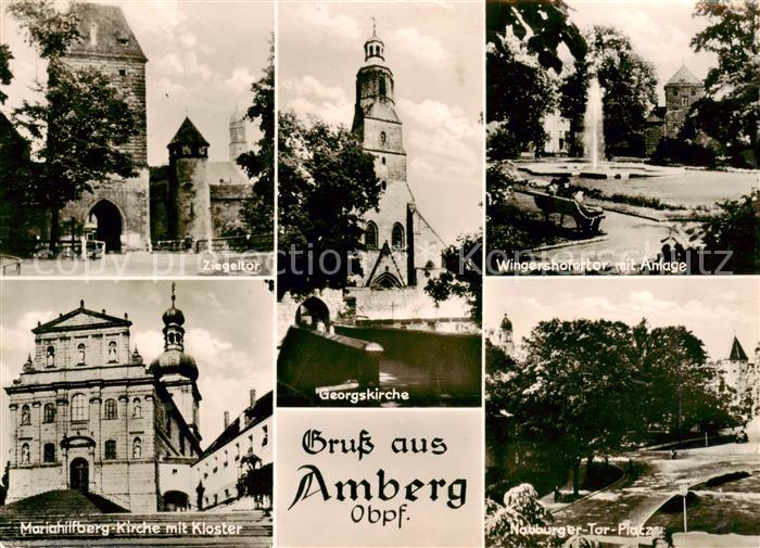 Amberg Oberpfalz Ziegeltor Georgskirche Wingershofertor mit Anlage Mariahilfsber