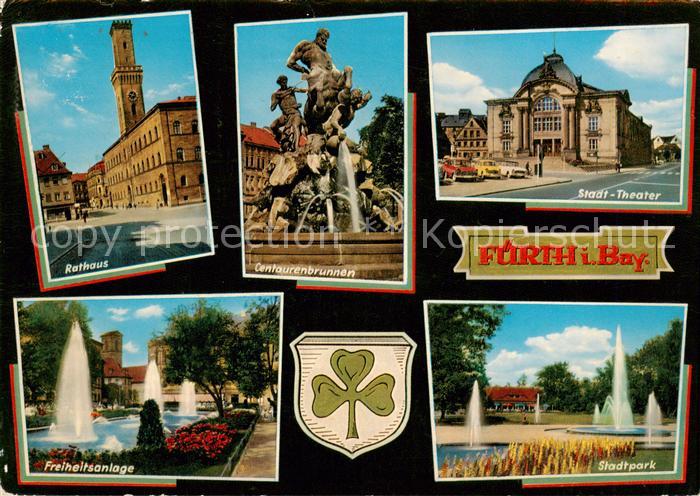 Fuerth Bayern Rathaus Centaurenbrunnen Stadt Theater Freiheitsanlage Stadtpark
