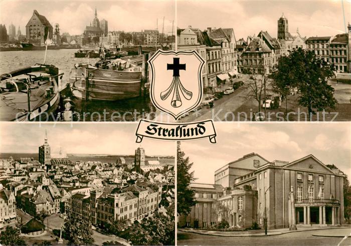 Stralsund Hafen Neuer Markt Blick auf Stralsund Stadttheater