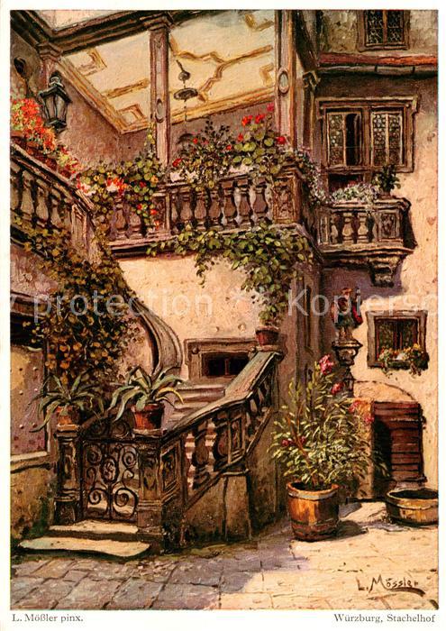 WueRZBURG Bayern Stachelhof Kuenstlerkarte