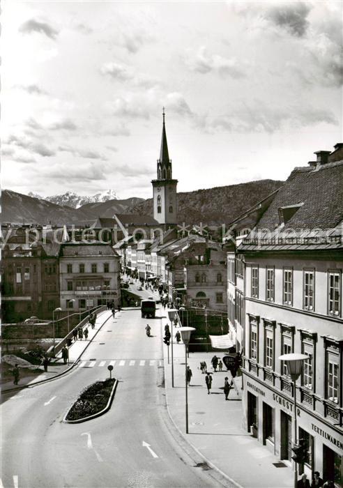 Villach Kaernten AT Neue Draubruecke mit Kirche