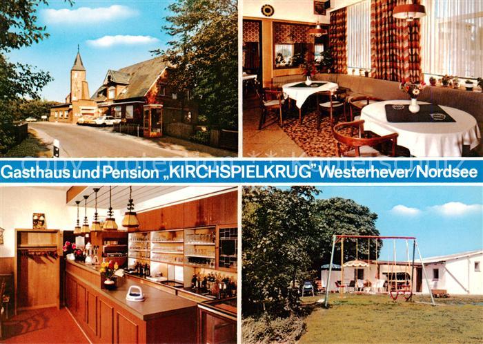 Westerhever Gasthaus Pension Kirchspielkrug Gaststube Theke Spielplatz