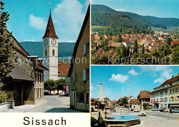 Sissach BL Kirche Panorama Brunnen