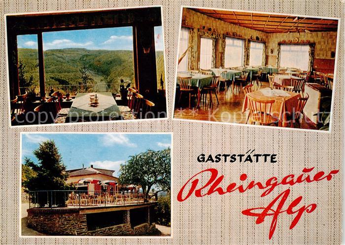 Presberg Rheingau Ruedesheim Gaststaette Rheingauer Alp Gastraeume Terrasse