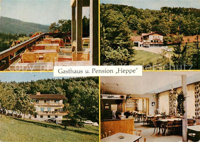 Krausenbach Gasthaus Pension Heppe Terrasse Gaststube Teilansicht