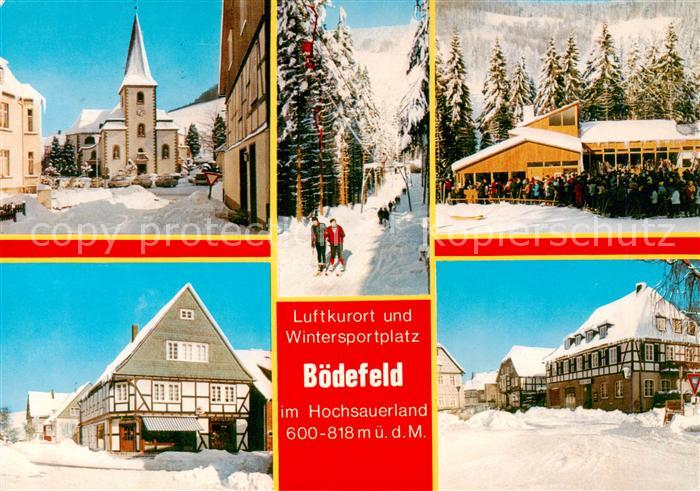 Boedefeld Kirche Langlauf Anstehen beim Lift Fachwerkhaeuser