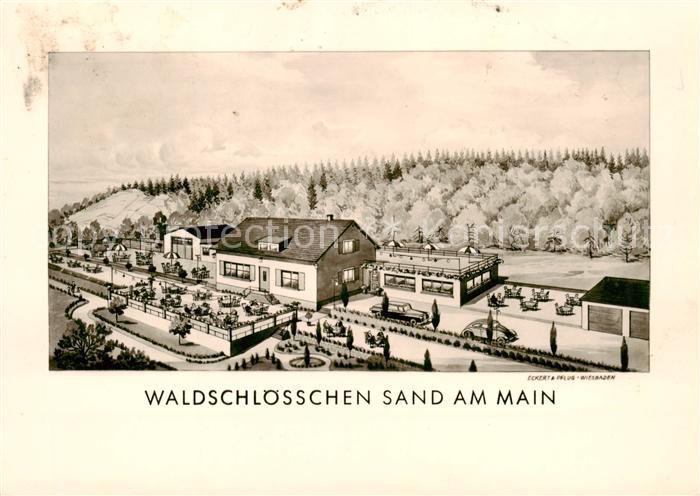 Sand Main Waldschloesschen mit Terrassenrestauration und Cafe Illustration