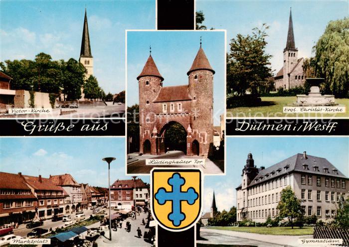 Duelmen Vitor-Kirche Luedinghauser Tor Evgl. Christus-Kirche Marktplatz Gymnasiu