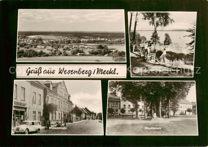 Wesenberg Mecklenburg Panorama Wittelstrasse Marktplatz an der Jugendherberge Se