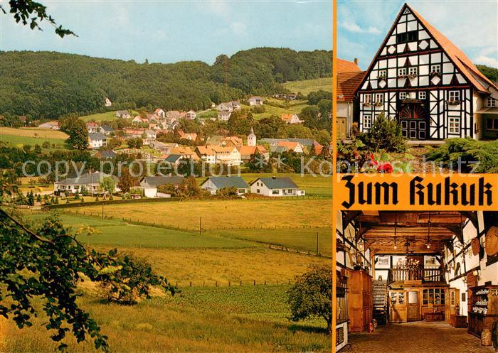 Himmighausen Altdeutsche Gaststaette zum Kukuk Fachwerkhaus Panorama