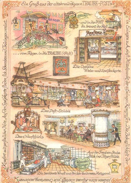 Eningen Achalm Hotel Traube Post Restaurant Metzgerei Kuenstlerkarte