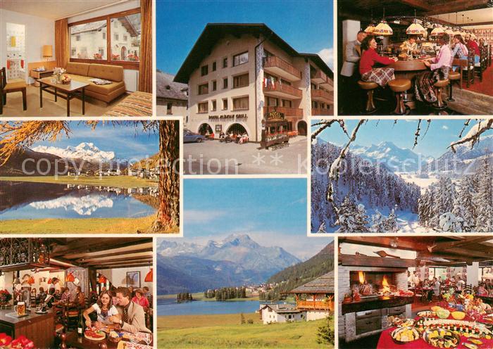 Silvaplana GR Rustikale Restaurants Albana Winterpanorama Alpen Bergsee