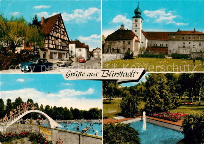 Buerstadt Ortszentrum Kirche Parkanlagen Wasserspiele Freibad