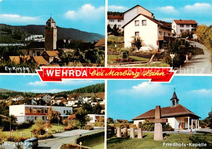 Wehrda Marburg Lahn Ortsansicht mit Kirche Wohnhaeuser Buergerhaus Friedhofs-Kap