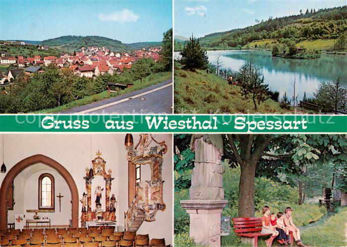 Wiesthal Unterfranken Panorama Uferpartie am Wasser Inneres der Kirche